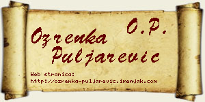 Ozrenka Puljarević vizit kartica